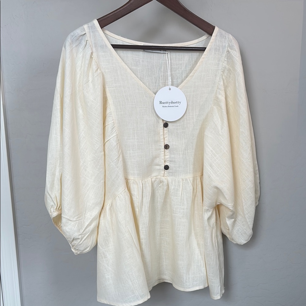 Cream Rusttydustty Women's  Bohemian Top